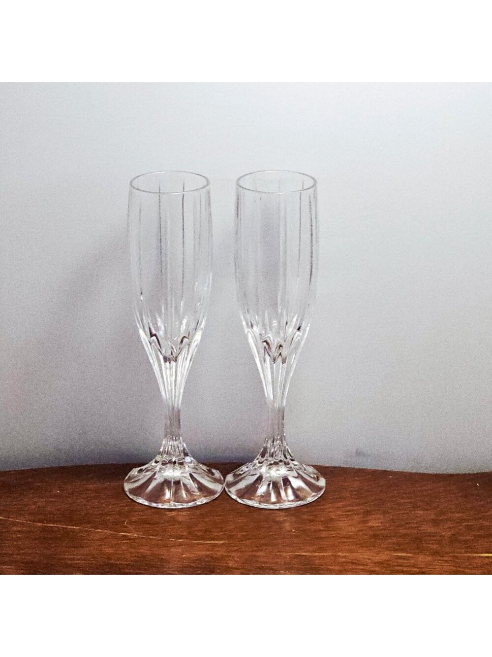 Mikasa Berkeley Champagne Flutes 8.5" Art Deco ribbed regency styled glam